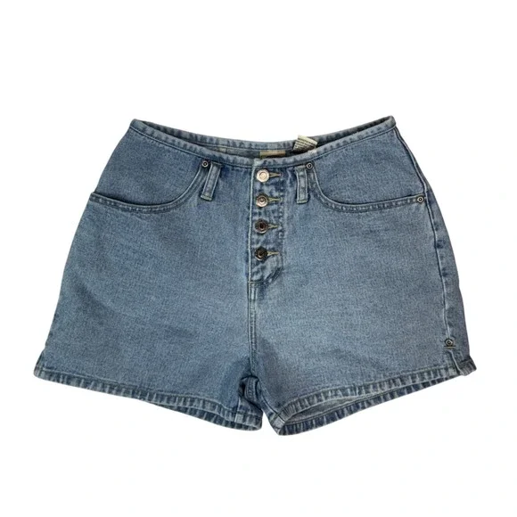Vintage Jeans Wear Women High Waisted Denim Shorts Light Wash Button Fly Blue - Picture 1 of 8